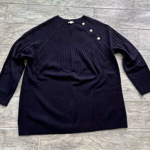 Talbots Dark Blue Knit Sweater with Silver Buttons